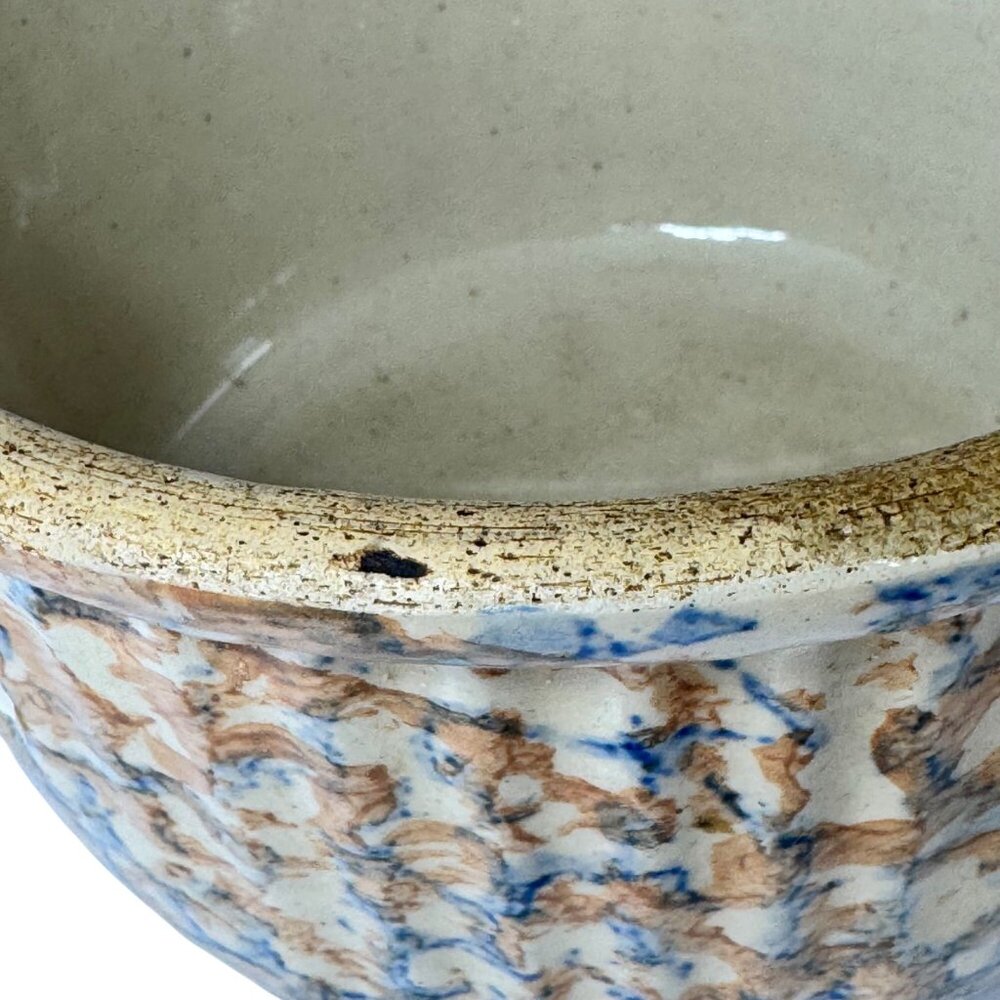 Red Wing Spongeware Crock Bowl 7” Decorative Ribbed Stoneware Speckled Vtg B - Picture 9 of 12